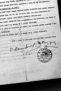 Django Reinhardt Contrat d'engagement en Belgique null