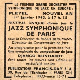 Django Reinhardt affiche concert - Nouvel An - Pleyel null