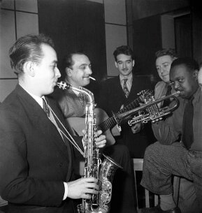 Hubert Rostaing, Django Reinhardt, Eddie Barclay, Hugues Panassié, Rex Stewart null